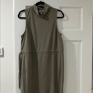 Open Edit Sleeveless Midi Dress in Olive Taupe